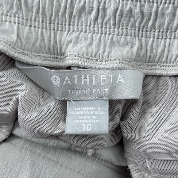 Athleta Trekkie Belted Pants Size 10 In Birch Gray‎ Mid Rise Outdoors Hiking - Picture 4 of 5